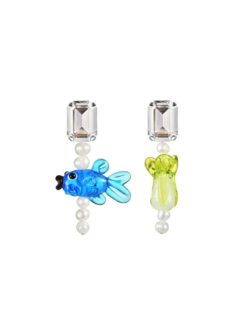 Earrings with crystals and beads lampwork, Crazy Day