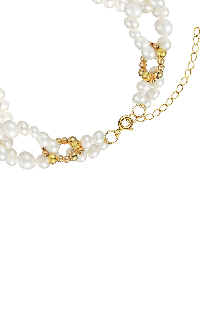 Pearl chain bracelet with bow and crystal, Baroque Party