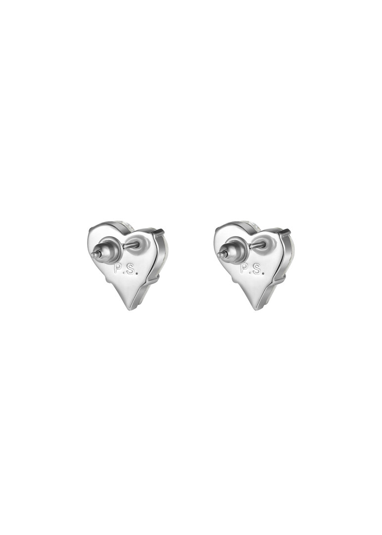Родированные серьги в виде сердец с кристаллами, Love. Crystal Earrings