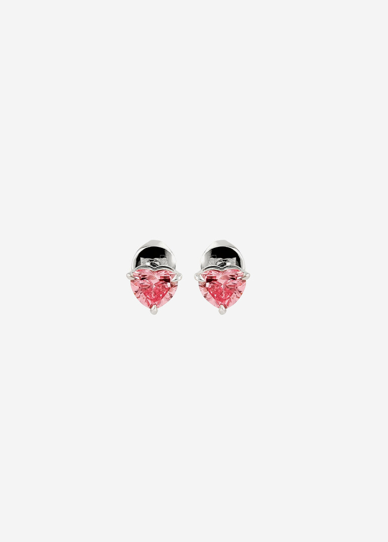 Earrings made of gold with pink grown diamonds