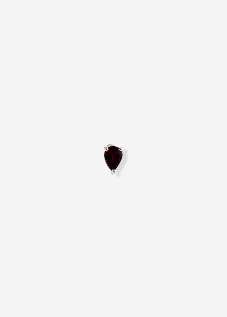 моносерьга из серебра с родолитом Drop