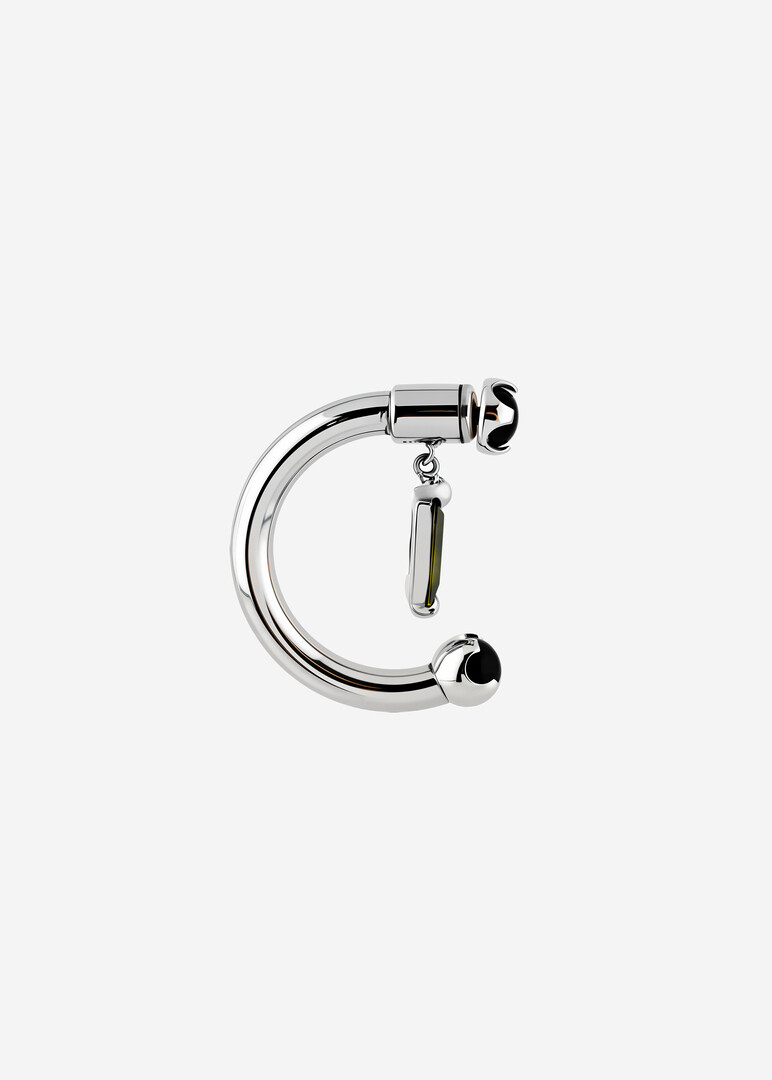 silver onyx and cubic zirconia mono-earring