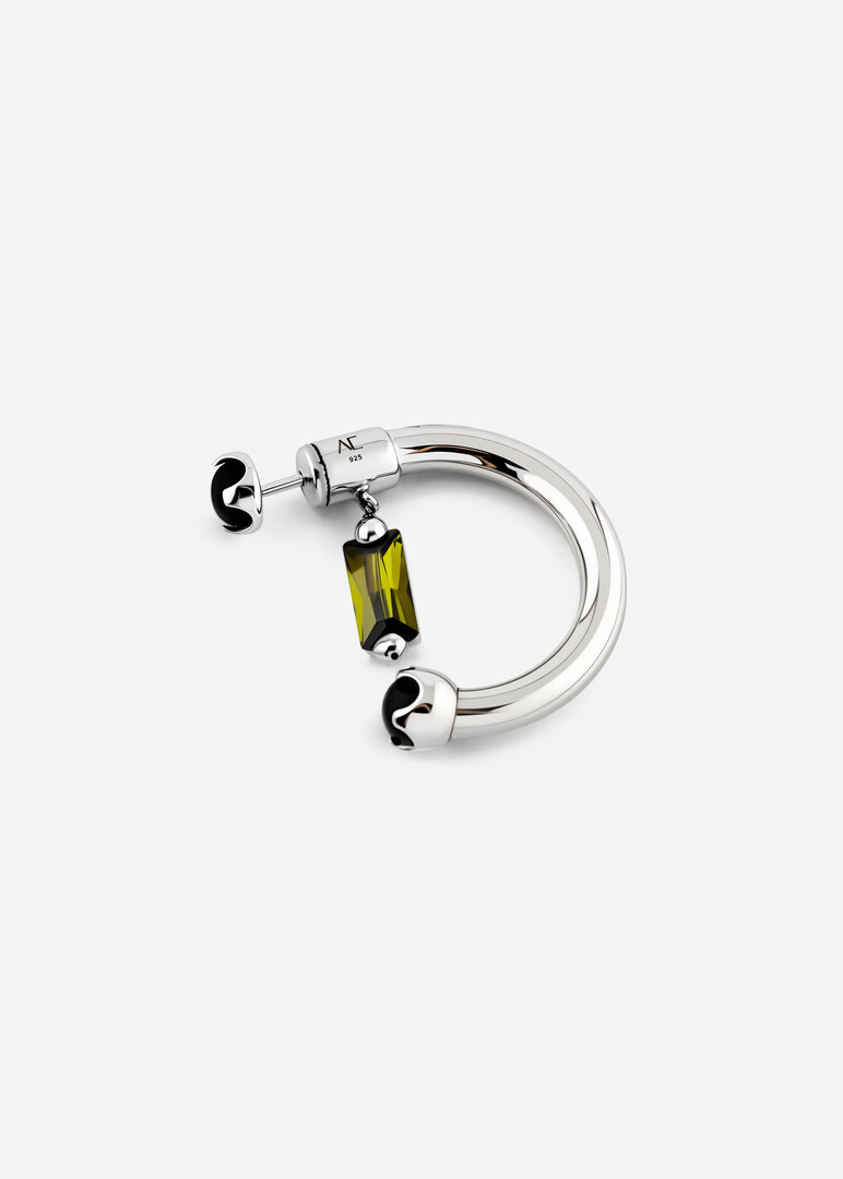 silver onyx and cubic zirconia mono-earring