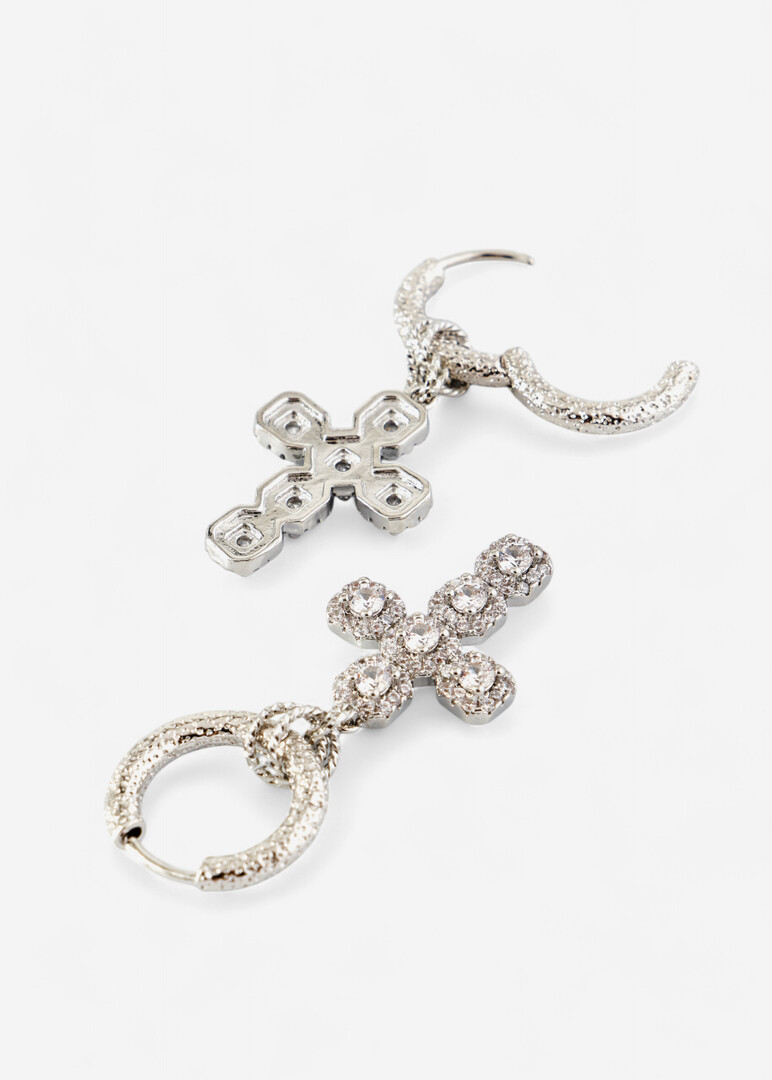 Серебристые серьги-кресты с фианитами Direct Silver Crystal