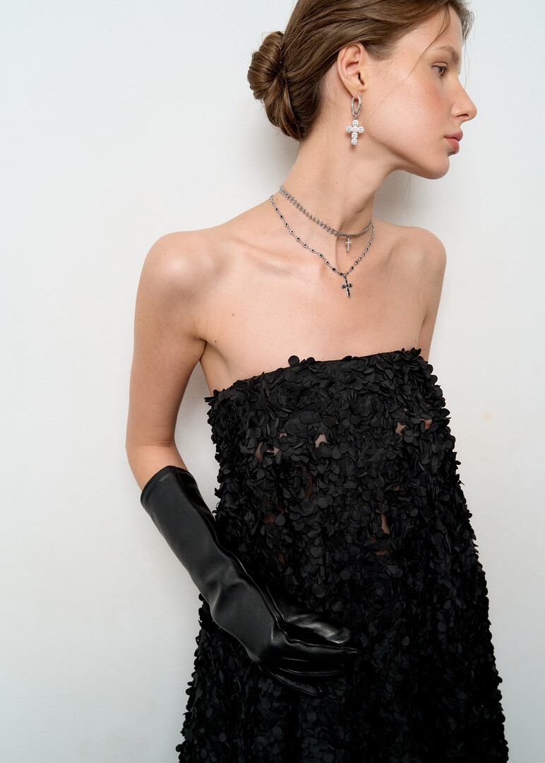 Серебристые серьги-кресты с фианитами Direct Silver Crystal