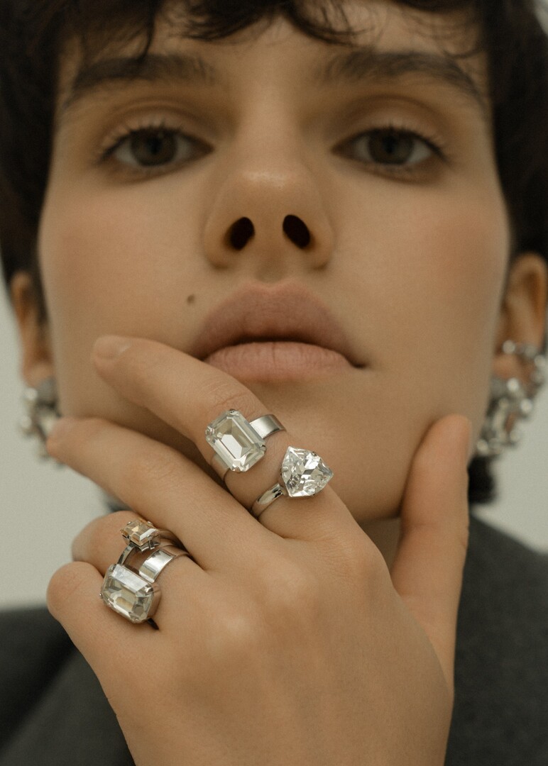 Серебристое кольцо с регулируемым размером Trilliant Rhodium
