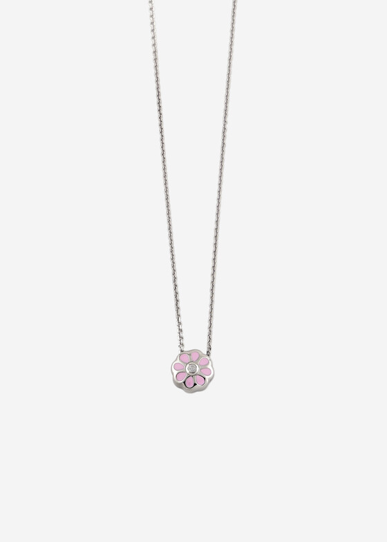 Кулоны и подвески УРА jewelry Колье из серебра с подвеской с розовой эмалью «Булочка»