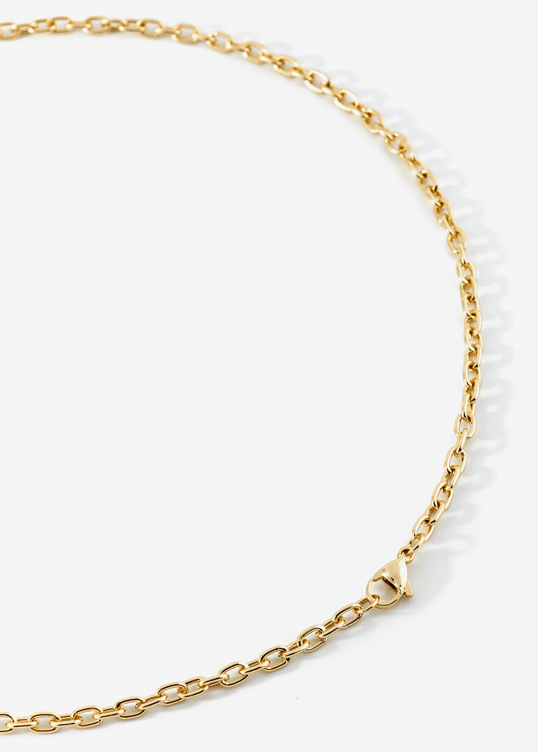 Золотистое колье Chain with Pink Heart Pendant