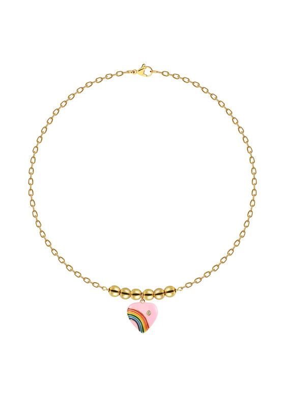 Кулоны и подвески Maniovich AM Золотистое колье Chain with Pink Heart Pendant