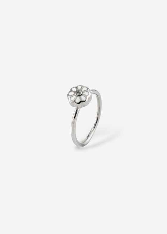 Тонкие кольца УРА jewelry Кольцо из серебра «Булочка» с белой эмалью