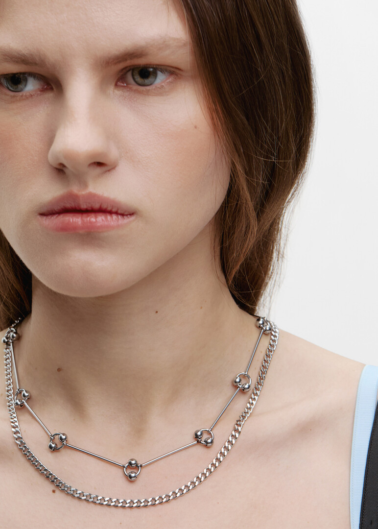 Choker made of chain and piercing elements STAKES made of steel