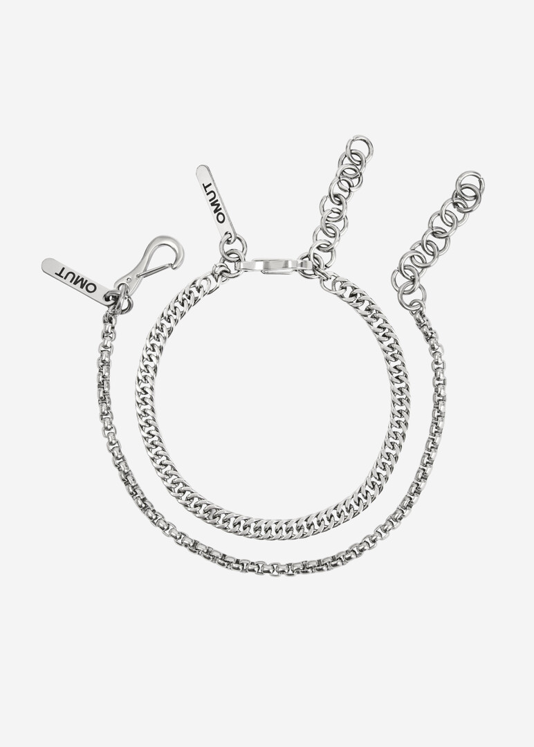 A set of two minimalistic MEETS bracelet chains made of steel
