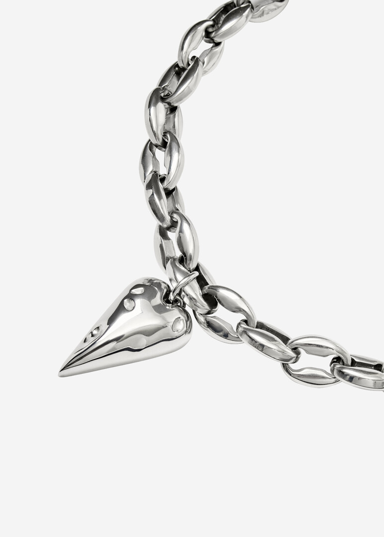 Choker with a massive LUCKY HEART PLAY made of steel and bronze with rhodium coating