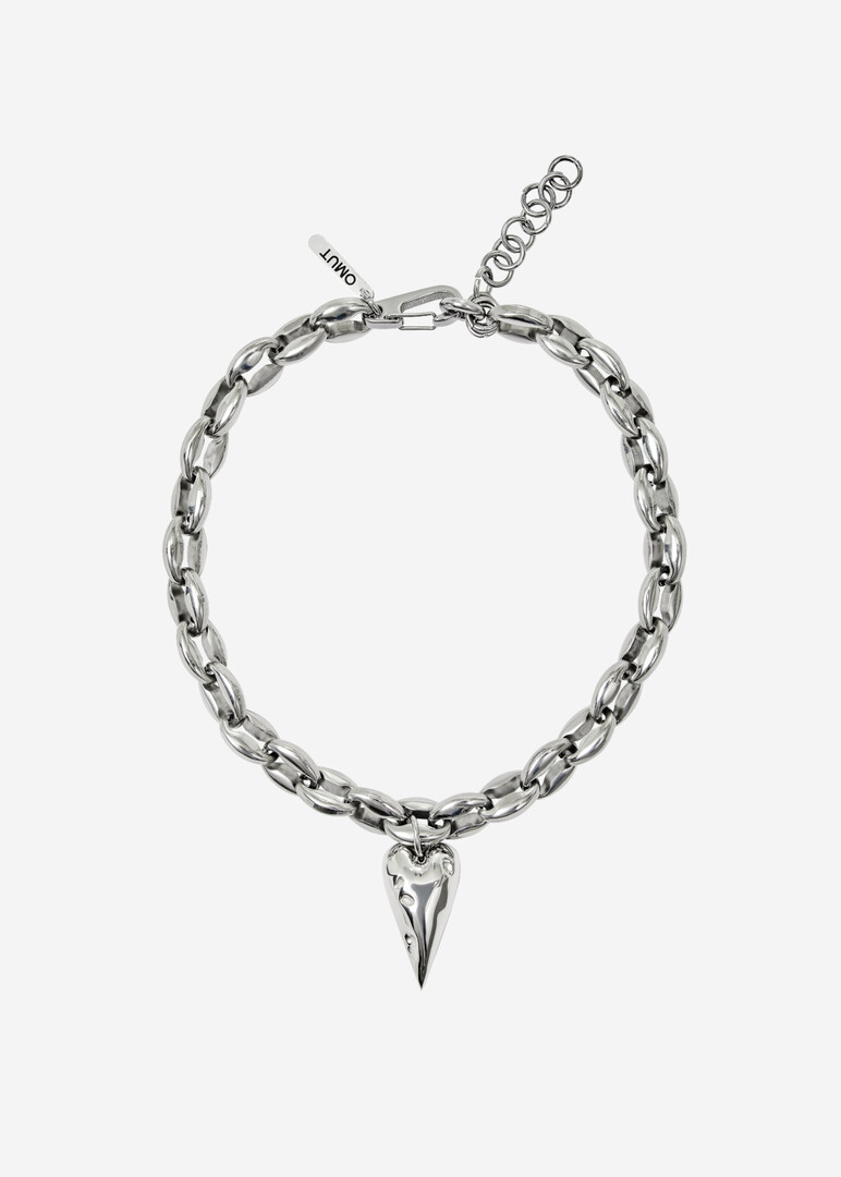Choker with a massive LUCKY HEART PLAY made of steel and bronze with rhodium coating