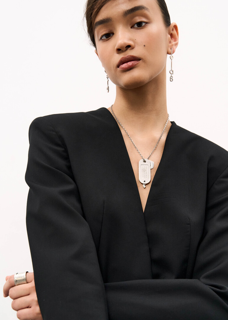 Key and army tag Double pendant on a thin chain
