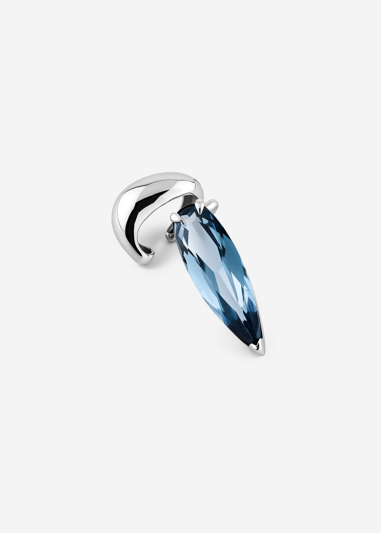 silver aquamarine cuff for the left ear