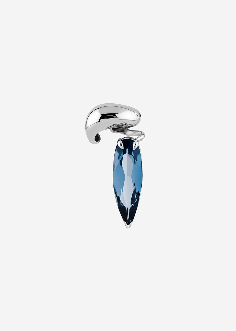 silver aquamarine cuff for the left ear
