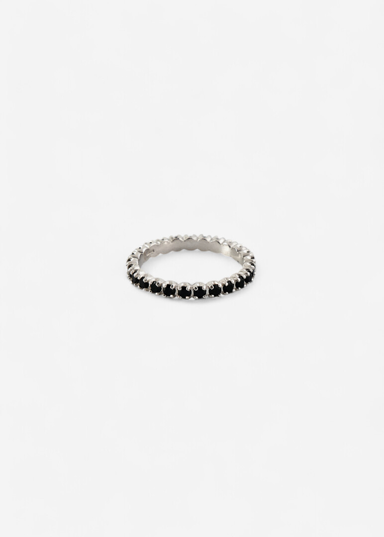Silver ring with black cubic zirconia "Radiance"