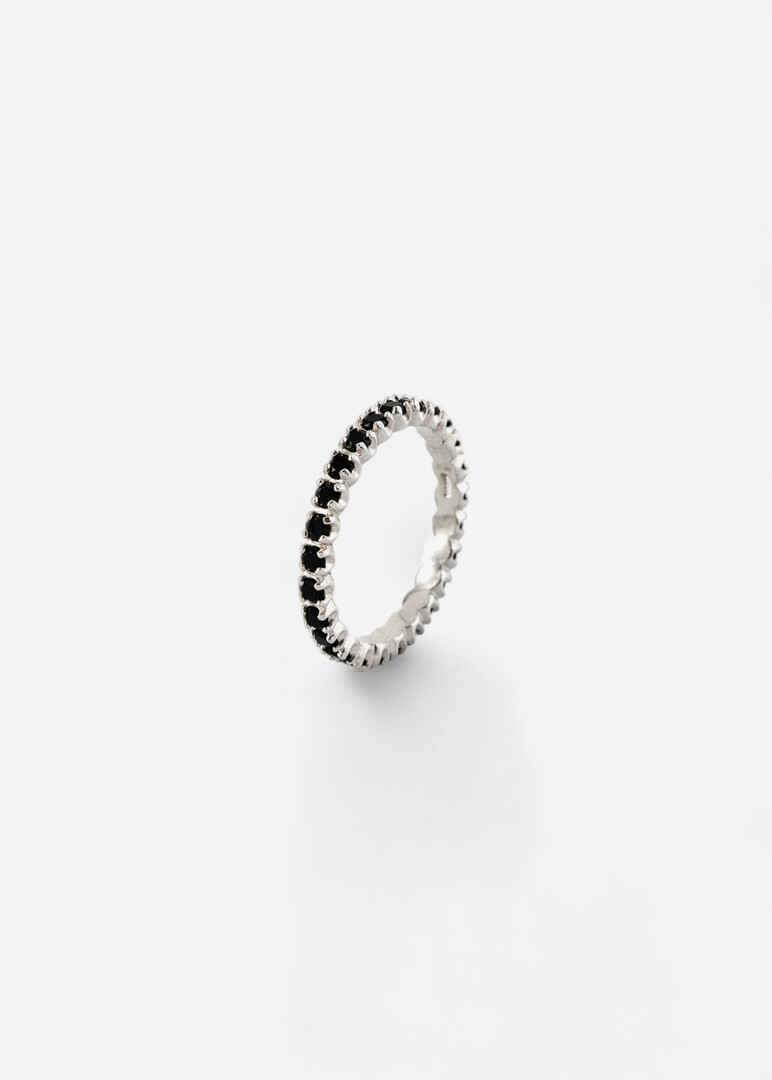 Silver ring with black cubic zirconia "Radiance"