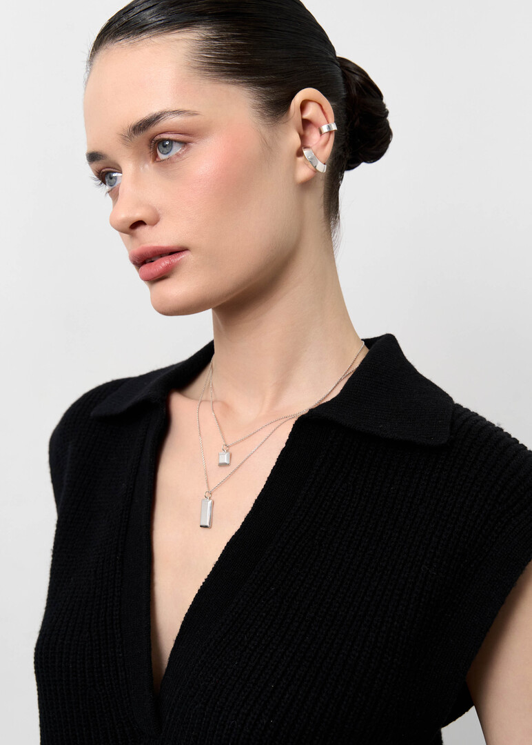 Silver necklace "Princess + Baguette"