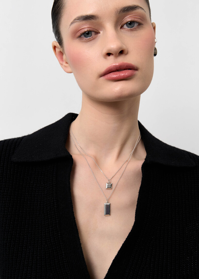 Silver necklace "Princess + Baguette"