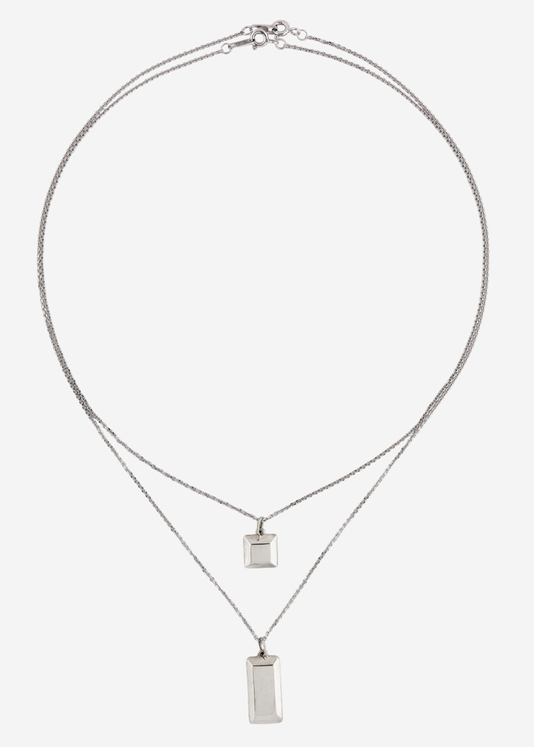 Silver necklace "Princess + Baguette"