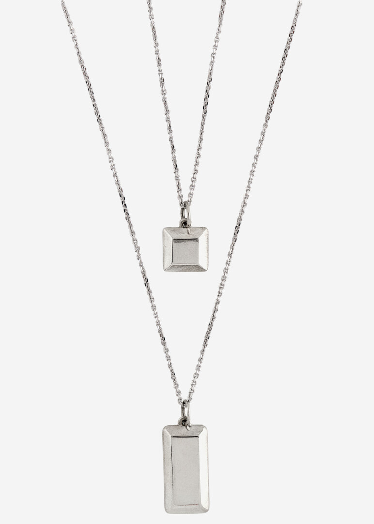 Silver necklace "Princess + Baguette"