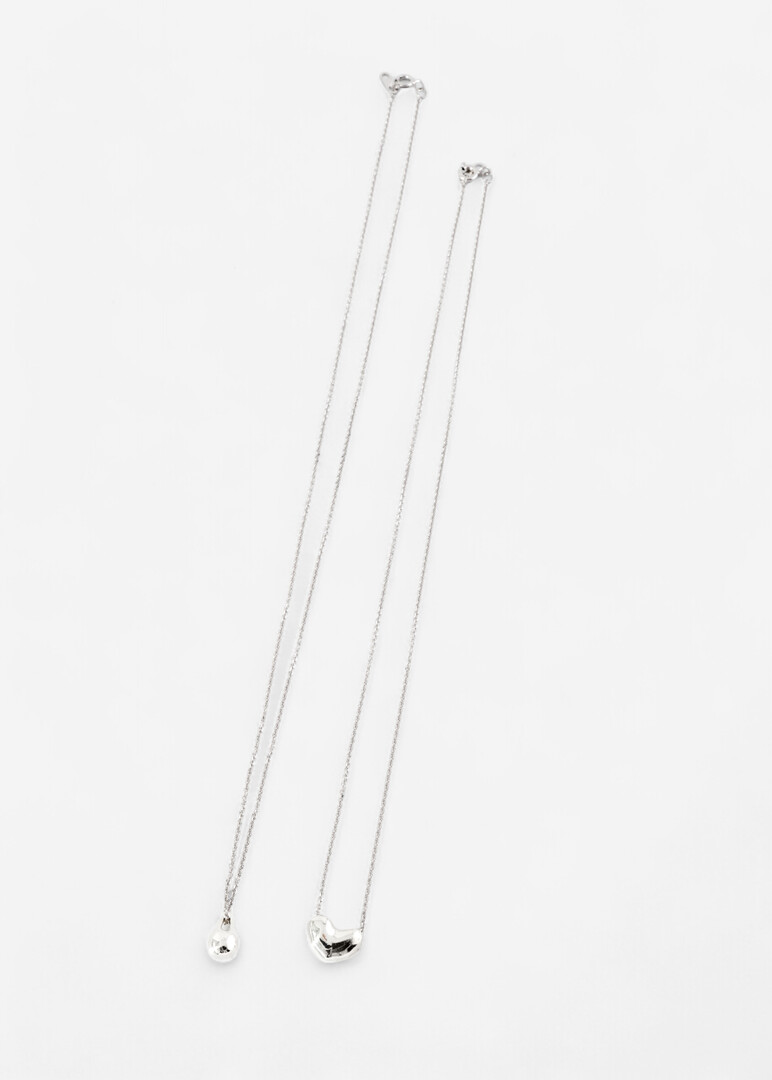 Silver necklace "Heart + Drop"