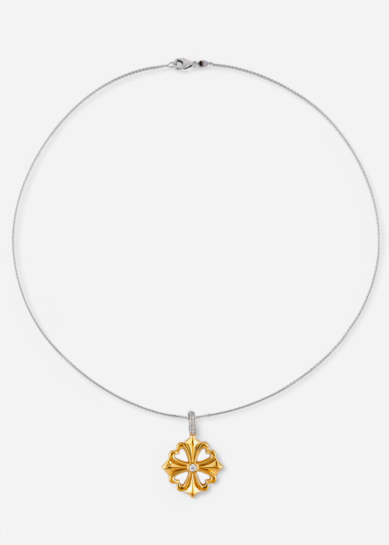 gold-plated silver pendant collier with cubic zirconia