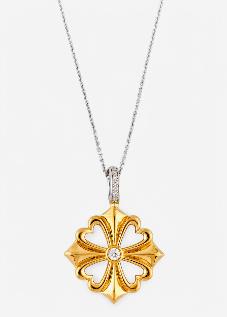 gold-plated silver pendant collier with cubic zirconia