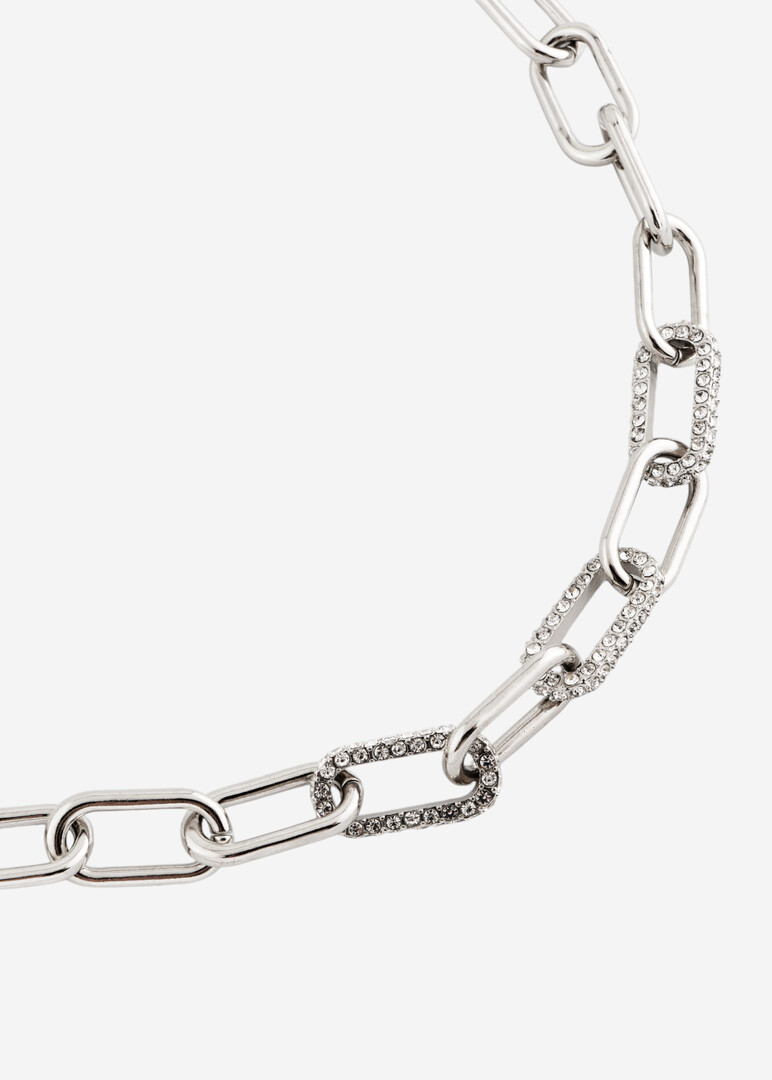 silver-tone chain with crystal