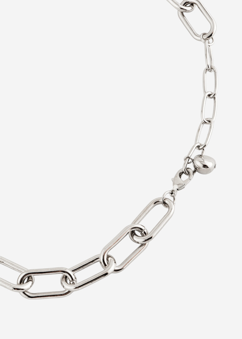 silver-tone chain with crystal