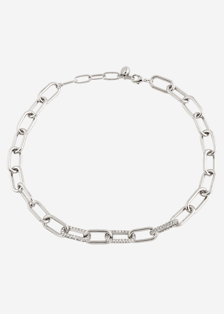silver-tone chain with crystal