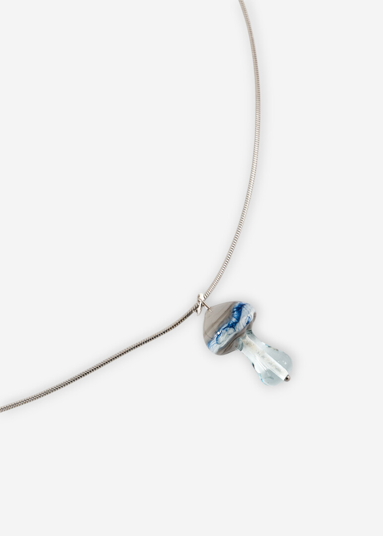 Necklace with pendant made of glass Magic Fungi "Skyshroom"