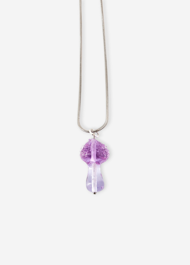 Necklace with pendant made of glass Magic Fungi "Lilac"