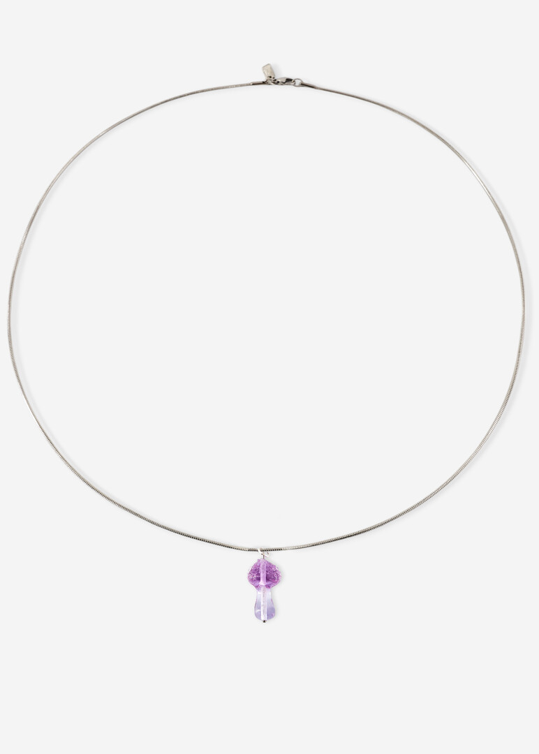 Necklace with pendant made of glass Magic Fungi "Lilac"