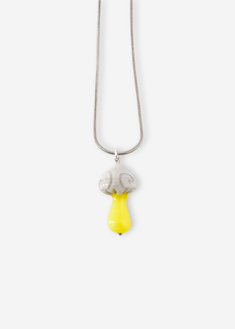Necklace with pendant made of glass Magic Fungi "Mistcap"