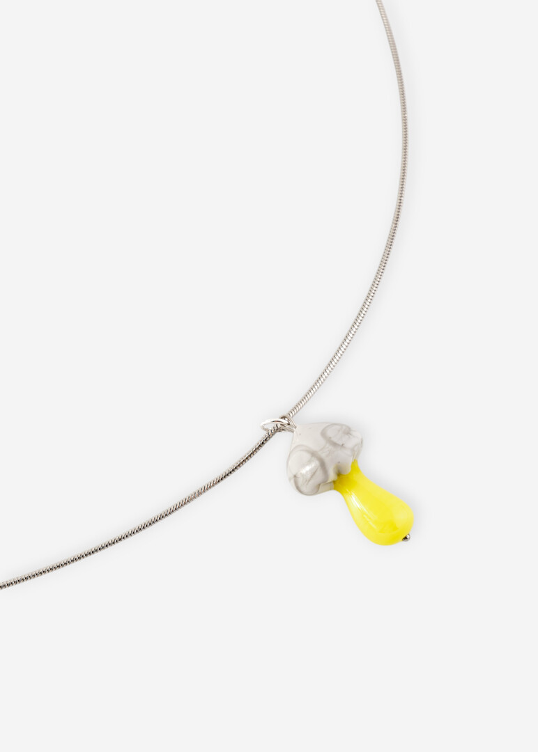 Necklace with pendant made of glass Magic Fungi "Mistcap"