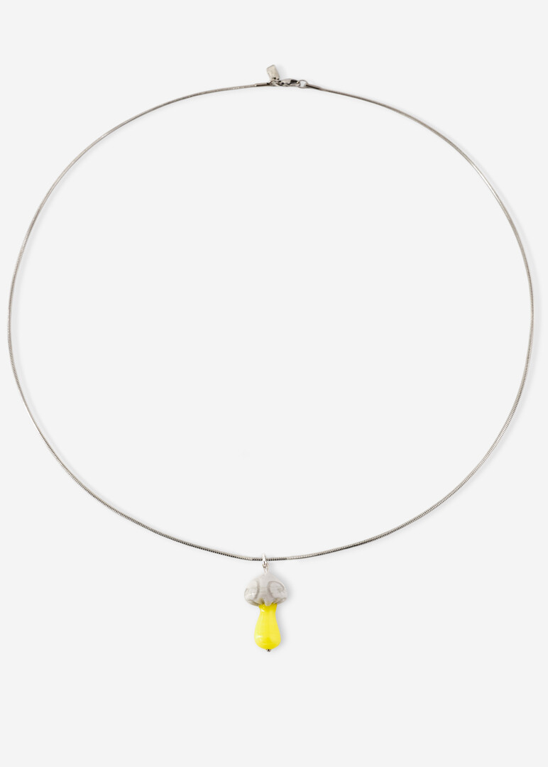 Necklace with pendant made of glass Magic Fungi "Mistcap"