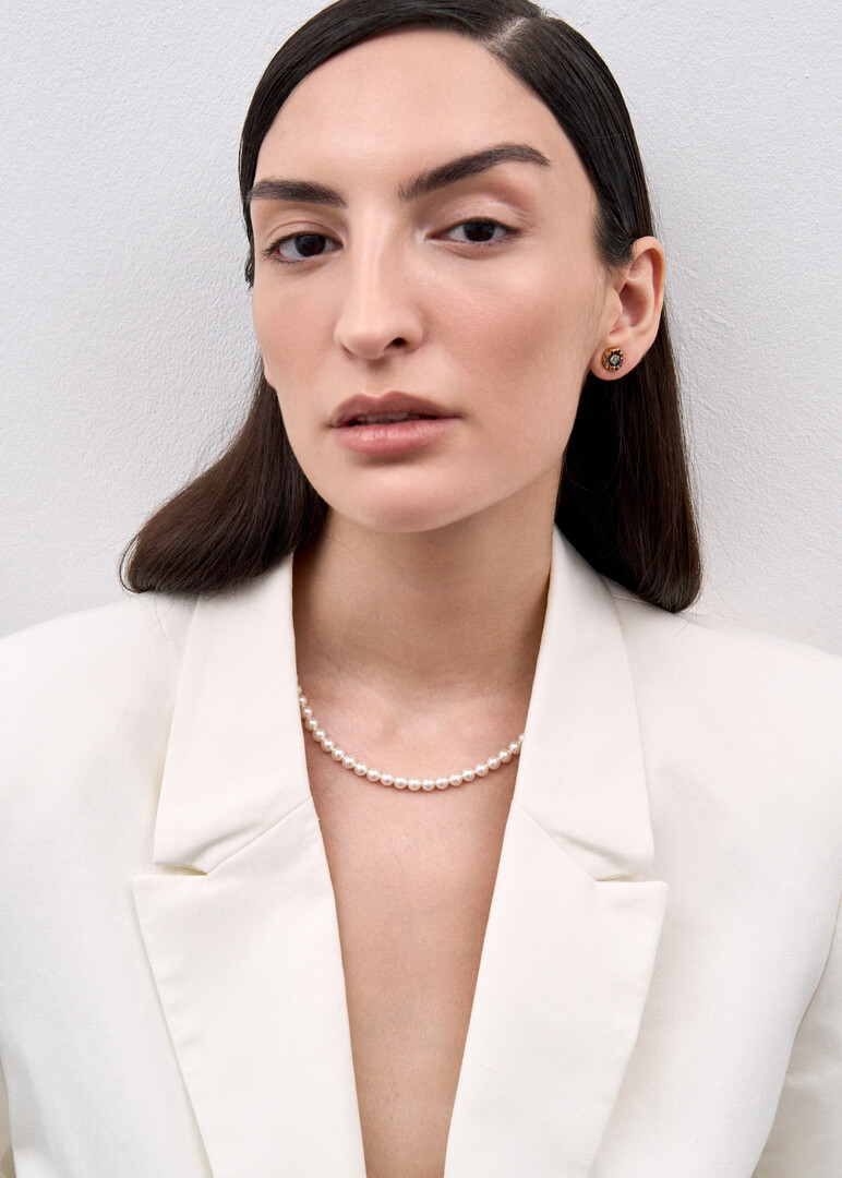 silver crystal pearl necklace