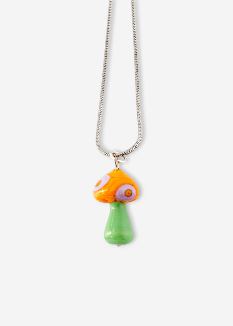 Magic Fungi "Foxfuzz" Glass Pendant Necklace