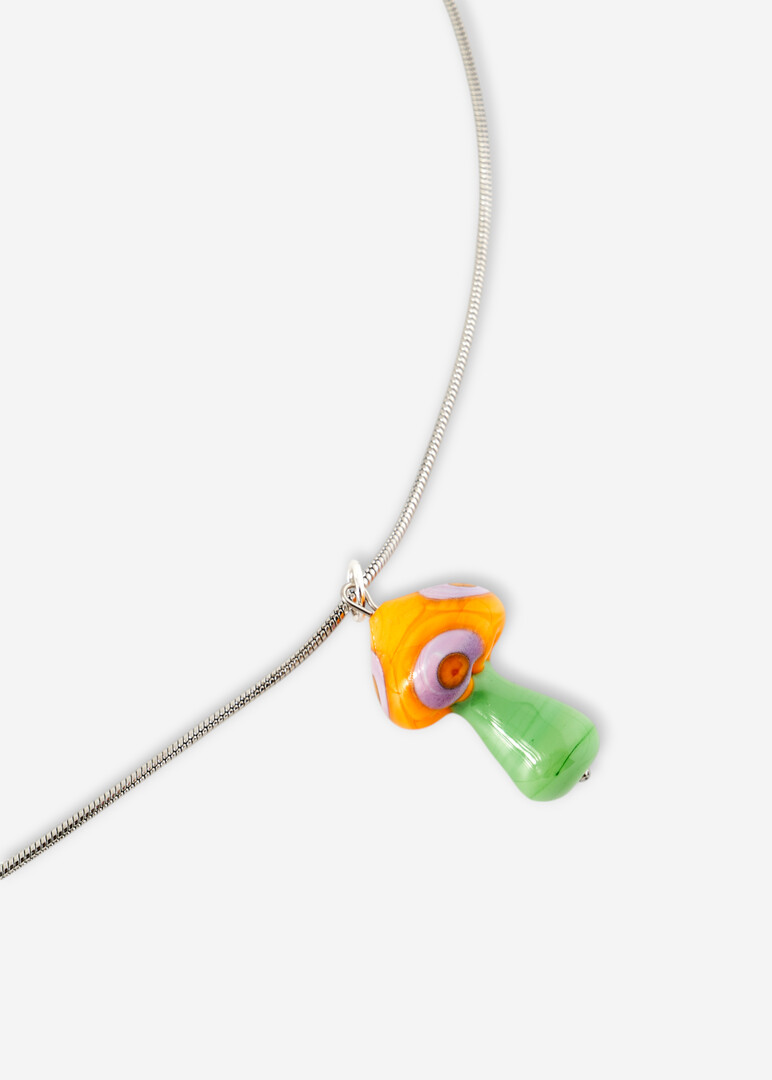 Magic Fungi "Foxfuzz" Glass Pendant Necklace