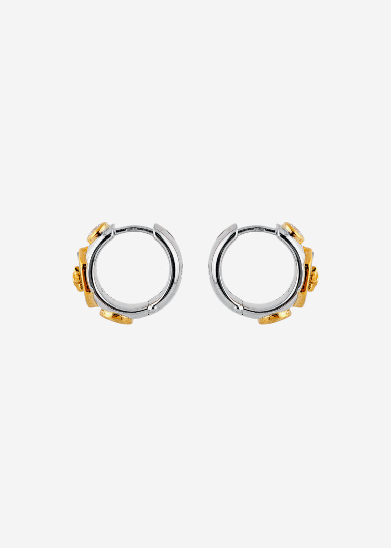 bicolor silver earrings with cubic zirconia