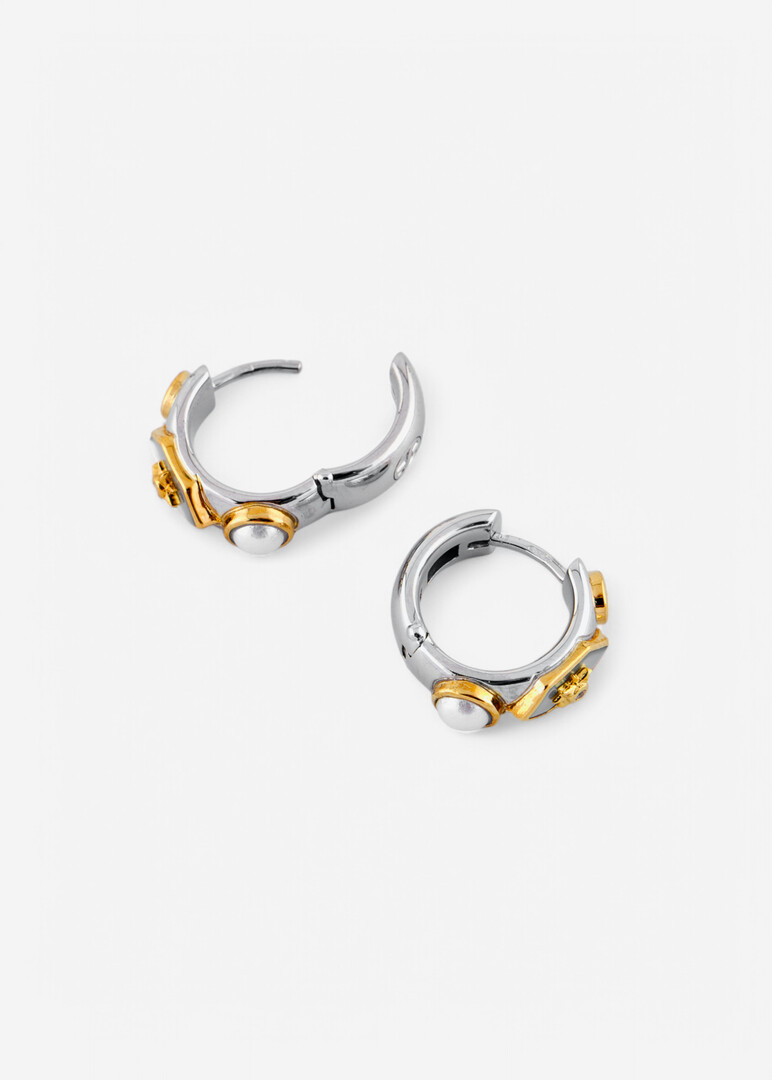 bicolor silver earrings with cubic zirconia