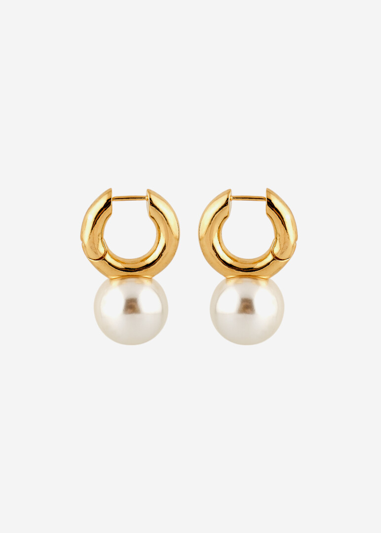 gold Hoop earrings with pearl balls