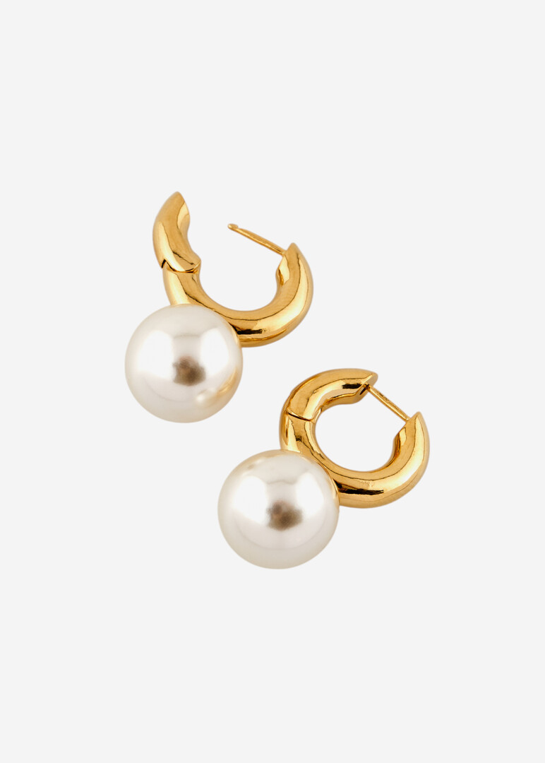 gold Hoop earrings with pearl balls