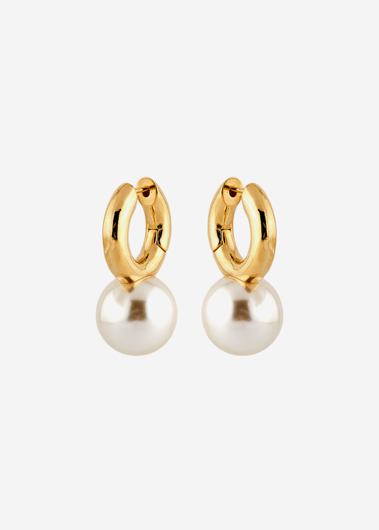 gold Hoop earrings with pearl balls