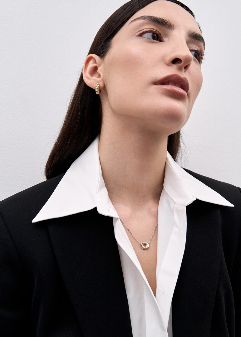 bicolor silver earrings with cubic zirconia