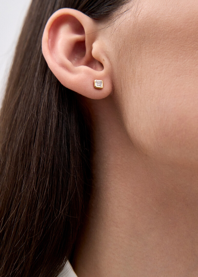 gold-plated cubic zirconia earrings