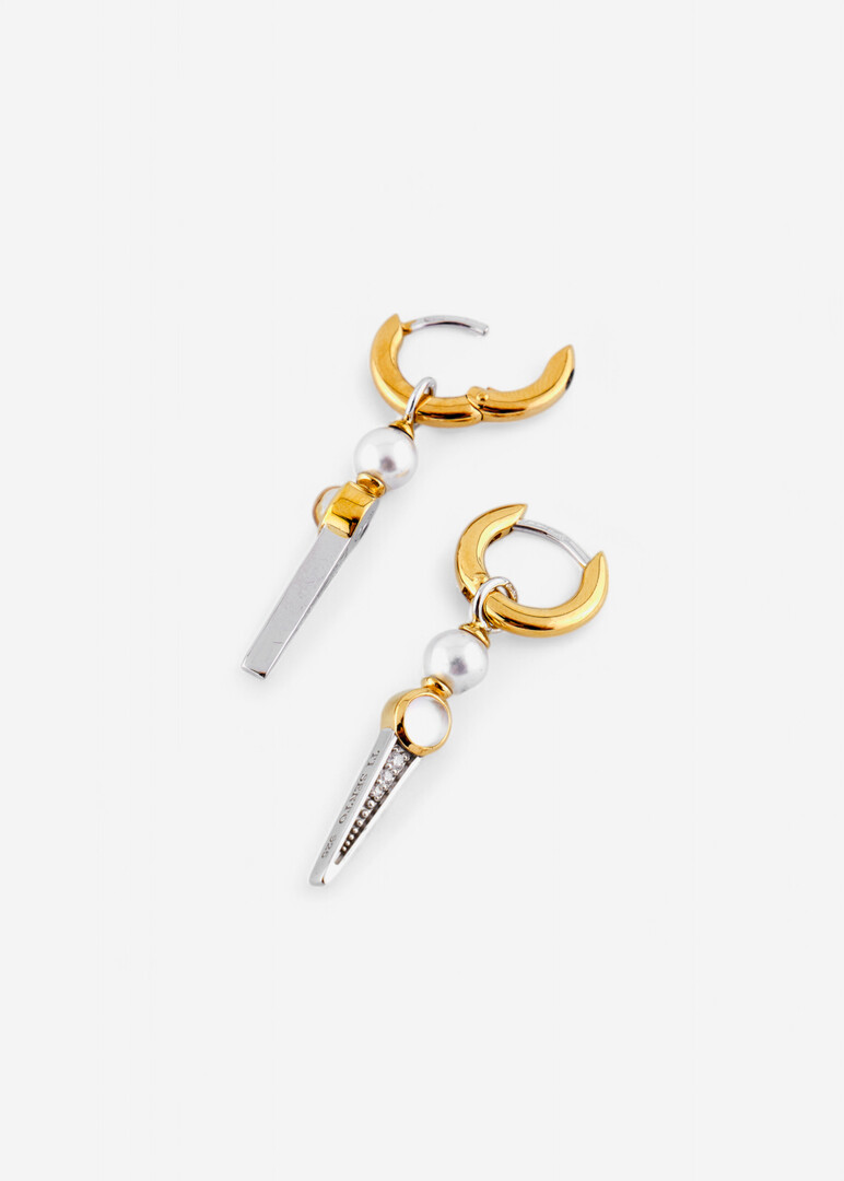 bicolor silver earrings with cubic zirconia